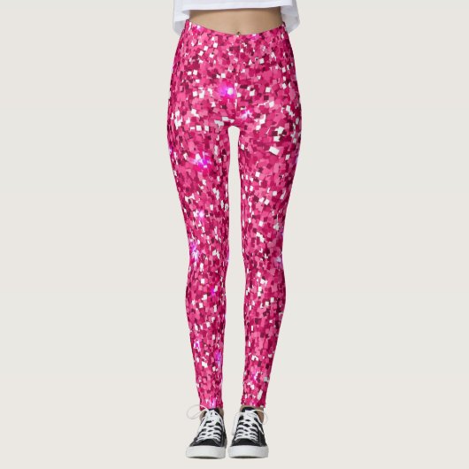 Heißrosa Glitter-Leggings Leggings (Vorderseite)