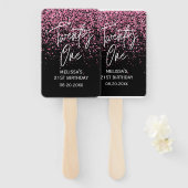 Heissrosa Glitzer Schwarz 21. Geburtstag Fächer (Vorne und Hinten)