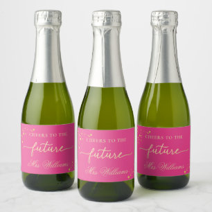 Heißrosa Goldene Hochzeitsdusche Funkelnde Wein Fa Schaumweinetikett