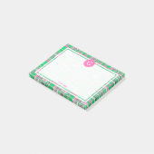 Heißrosa grüne Patchwork-Madras-Karomuster 1IR ger Post-it Klebezettel (angewinkelt)