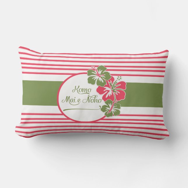 Heissrosa Hisbiskus Hawaiian Komm herein, sitz, Er Lendenkissen (Vorderseite)