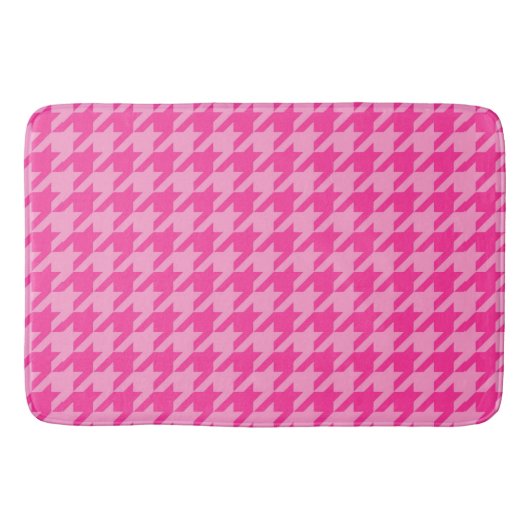 Heißrosa Houndstooth Karo Design Badematte (Vorderseite)