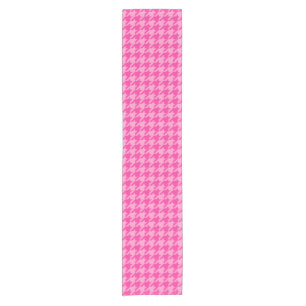Heißrosa Houndstooth Karo Design Kurzer Tischläufer