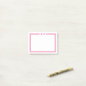 Heißrosa Initialen Monogramm Post-it Klebezettel (Auf Schreibtisch)