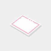 Heißrosa Initialen Monogramm Post-it Klebezettel (angewinkelt)