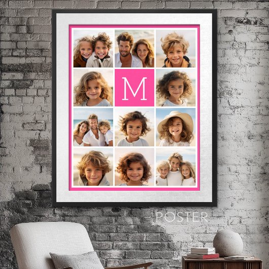 Heißrosa Instagram-Fotocollage Benutzerdefiniertes Poster