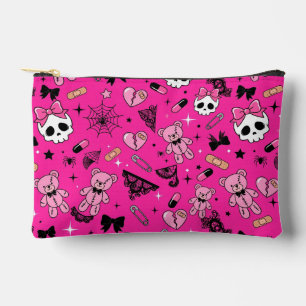 Heißrosa Jirai Kei-Make-up-Tasche Goth Zubehörtasche