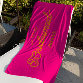 Heißrosa kundenspezifisches minimalistisches Braut Strandtuch
