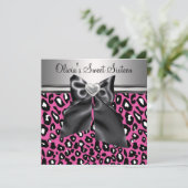 Heissrosa Leopard 16 . Geburtstag Geburtstag Einladung (Stehend Vorderseite)