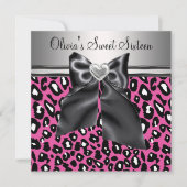 Heissrosa Leopard 16 . Geburtstag Geburtstag Einladung (Vorderseite)