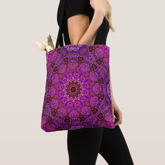 Heißrosa Mandala-Kaleidoskop-Muster Tasche (Von Nahem)