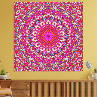 Heißrosa Mandala – Premium Leinwand mit strahlende