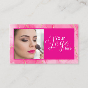 Heißrosa Marmor Schrift Foto Make-up  Visitenkarte