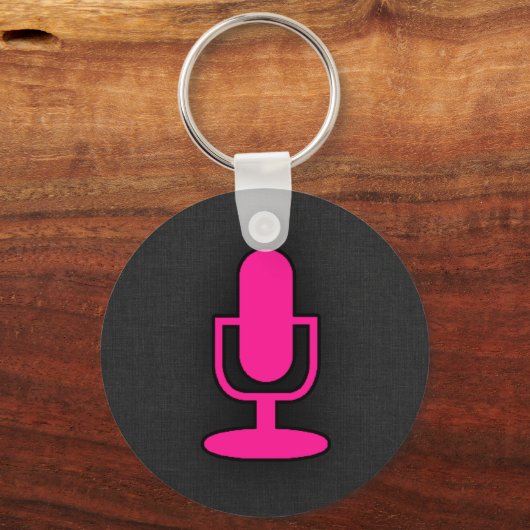 Heißrosa Mikrofon Schlüsselanhänger (Vorderseite)