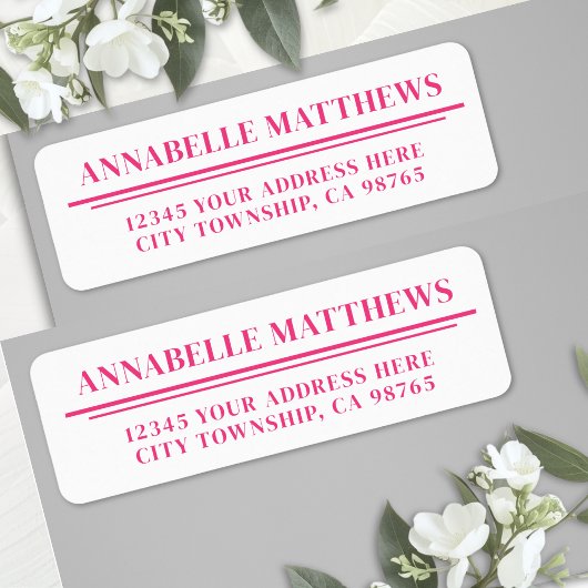 Heißrosa Minimalistische Rücksendeadresse