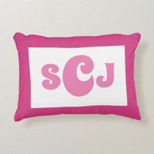 Heißrosa Monogramm Girly Dekokissen