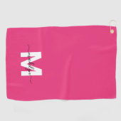 Heißrosa Monogramm Golfhandtuch (Horizontal)