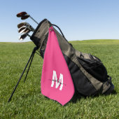 Heißrosa Monogramm Golfhandtuch (Gras)