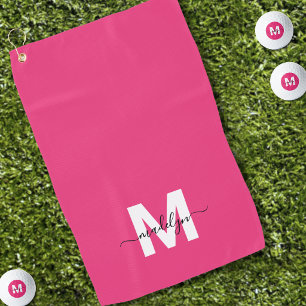 Heißrosa Monogramm Golfhandtuch