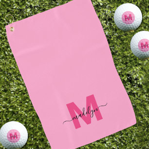 Heißrosa Monogramm Golfhandtuch