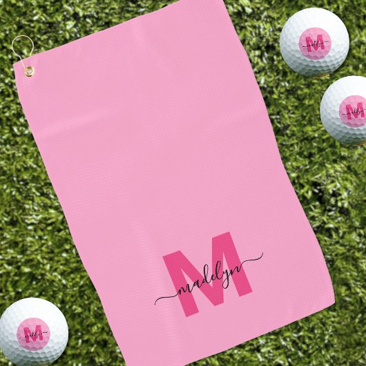 Heißrosa-Monogramm Golfhandtuch