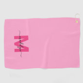 Heißrosa-Monogramm Golfhandtuch (Horizontal)