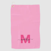 Heißrosa-Monogramm Golfhandtuch (Vorderseite)