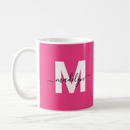 Heißrosa Monogramm Kaffeetasse (Links)