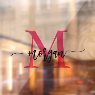 Heißrosa Monogramm Name Geschäft Unternehmens- Fensteraufkleber