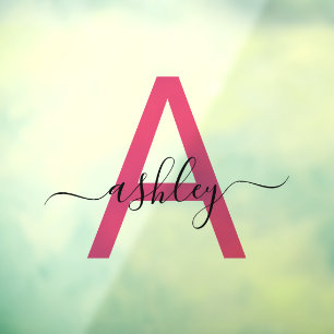 Heißrosa Monogramm Name Geschäft Unternehmens- Fensteraufkleber