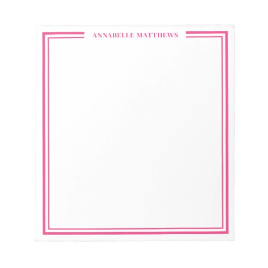 Heißrosa Monogramm Notizblock (Vorderseite)