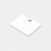Heißrosa-Monogramm Post-it Klebezettel (angewinkelt)