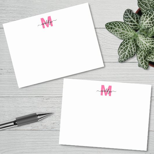 Heißrosa-Monogramm Post-it Klebezettel