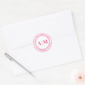 Heißrosa Monogramm Rücksendeadresse Runder Aufkleber (Umschlag)