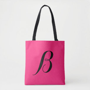 Heißrosa personalisierter Anfangsbuchstabe  Tasche