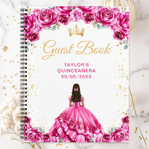 Heißrosa Prinzessin Quinceañera Gästebuch Notizblock