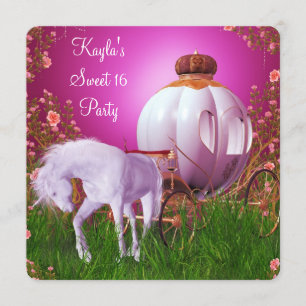 Heißrosa Prinzessin Sweet 16 Geburtstagsfeier Einladung