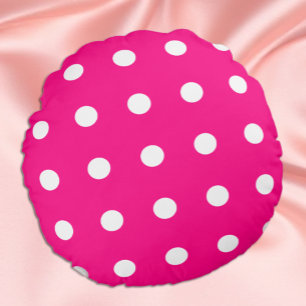 Heißrosa Punkte-Muster Rundes Kissen