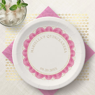 Heißrosa Quinceanera Pappteller