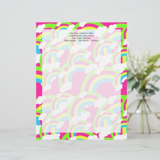 Heißrosa Regenbogenmuster Briefbogen (Stehend Vorderseite)