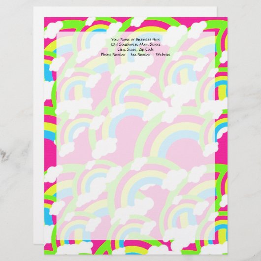 Heißrosa Regenbogenmuster Briefbogen (Vorne/Hinten)