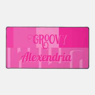 Heißrosa Retro-Geometrie Personalized Schreibtischunterlage