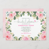 Heissrosa Rose Grüne Gartenanlage Brautparty Einladung (Vorne/Hinten)