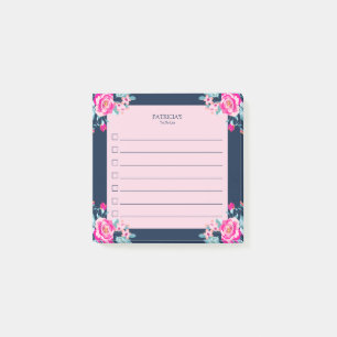 Heißrosa Rosen Florale To-Do-Liste Post-it Notes Klebezettel