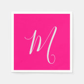 Heißrosa-schickes Monogramm Serviette (Vorderseite)