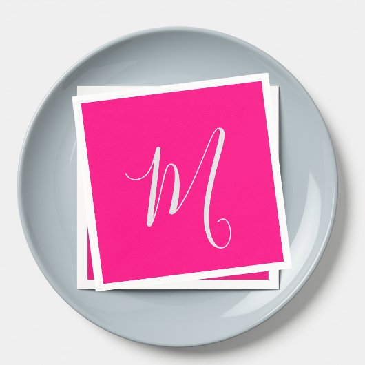 Heißrosa-schickes Monogramm Serviette