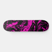 Heißrosa schwarze abstrakte Wirbel Skateboard (Horizontal)