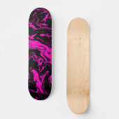 Heißrosa schwarze abstrakte Wirbel Skateboard (Vorderseite)