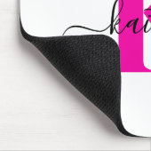 Heißrosa schwarzer initialer Namensmonogramm Mousepad (Ecke)