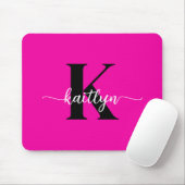 Heißrosa-schwarzes Monogramm Mousepad (Mit Mouse)
